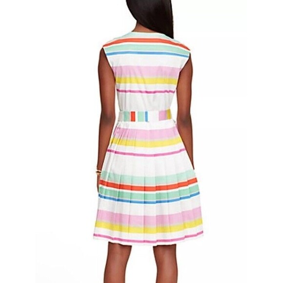 Kate Spade New York Multi‎ Color Pleated Stripe Shirt Dress Preppy Size 6 $398 - Picture 2 of 11
